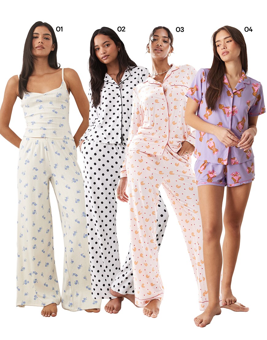Collage of couples wearing ASOS Christmas pyjamas | ASOS Style Feed