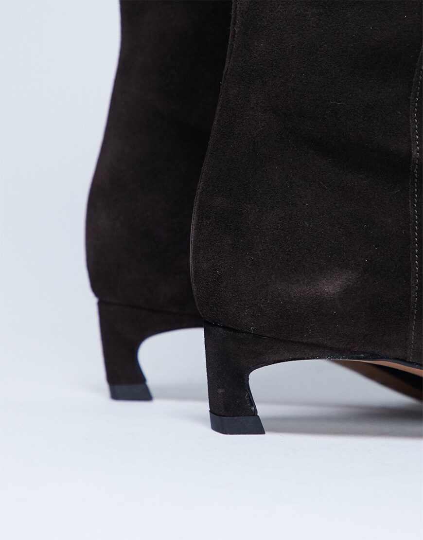 Brown kitten heel boots