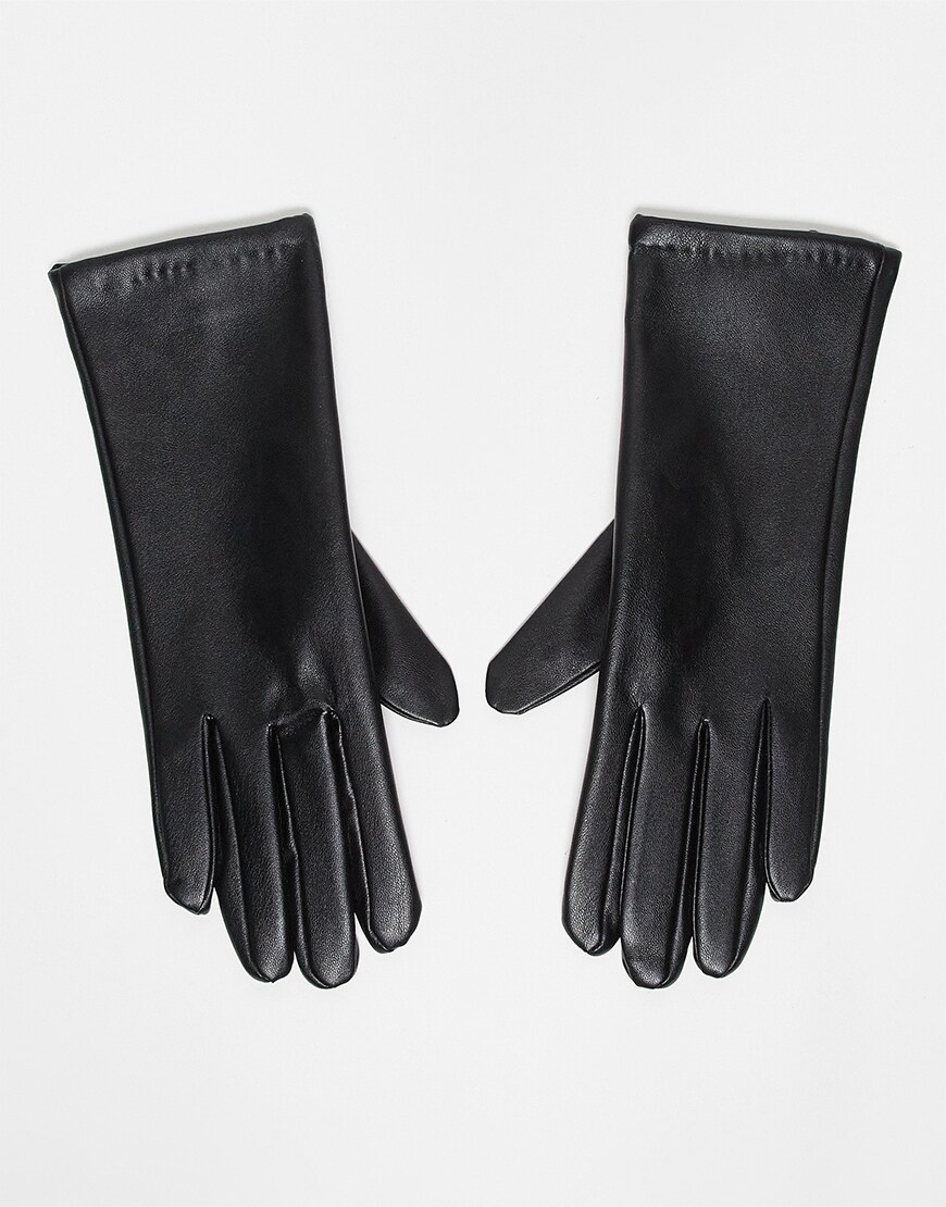 Black leather gloves