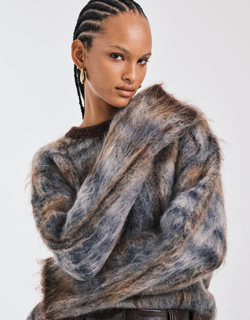 & Other Stories wool mohair check sweater in grey | ASOS Style Feed