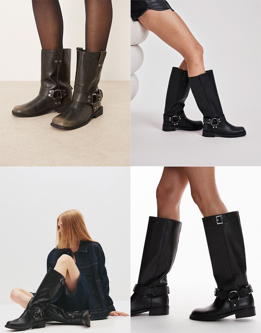 Collage of ASOS moto boots