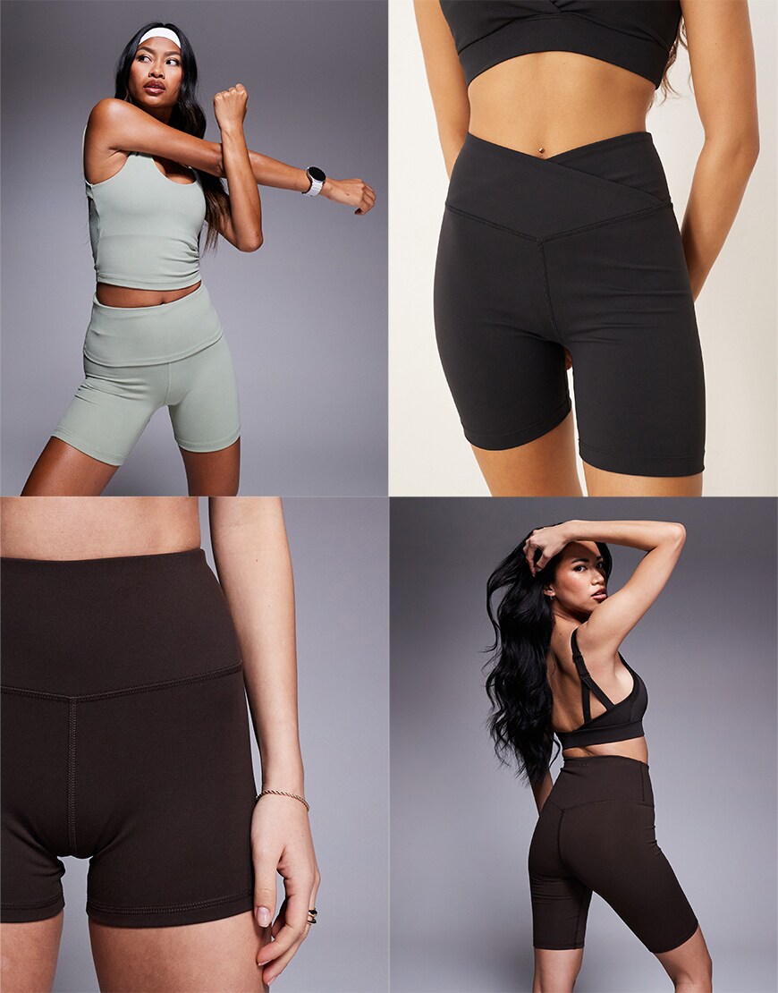 Collage of ASOS yoga shorts