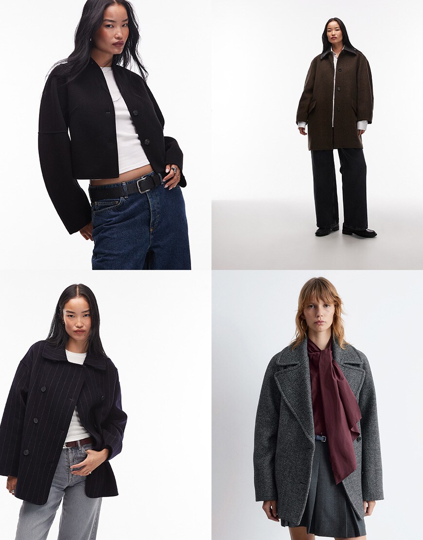 Collage of woman wearing ASOS | Best wool winter jackets | The warmest wool coats | ASOS Style Feed