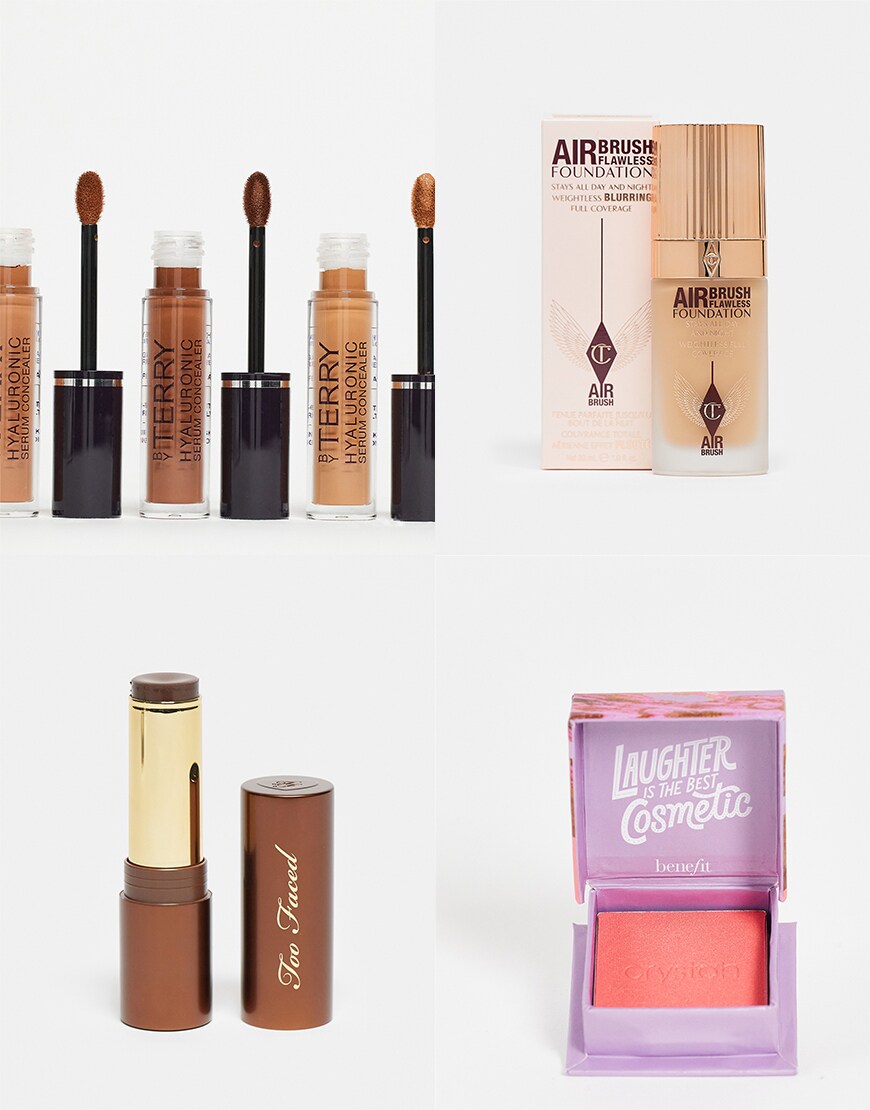 Collage of makeup products