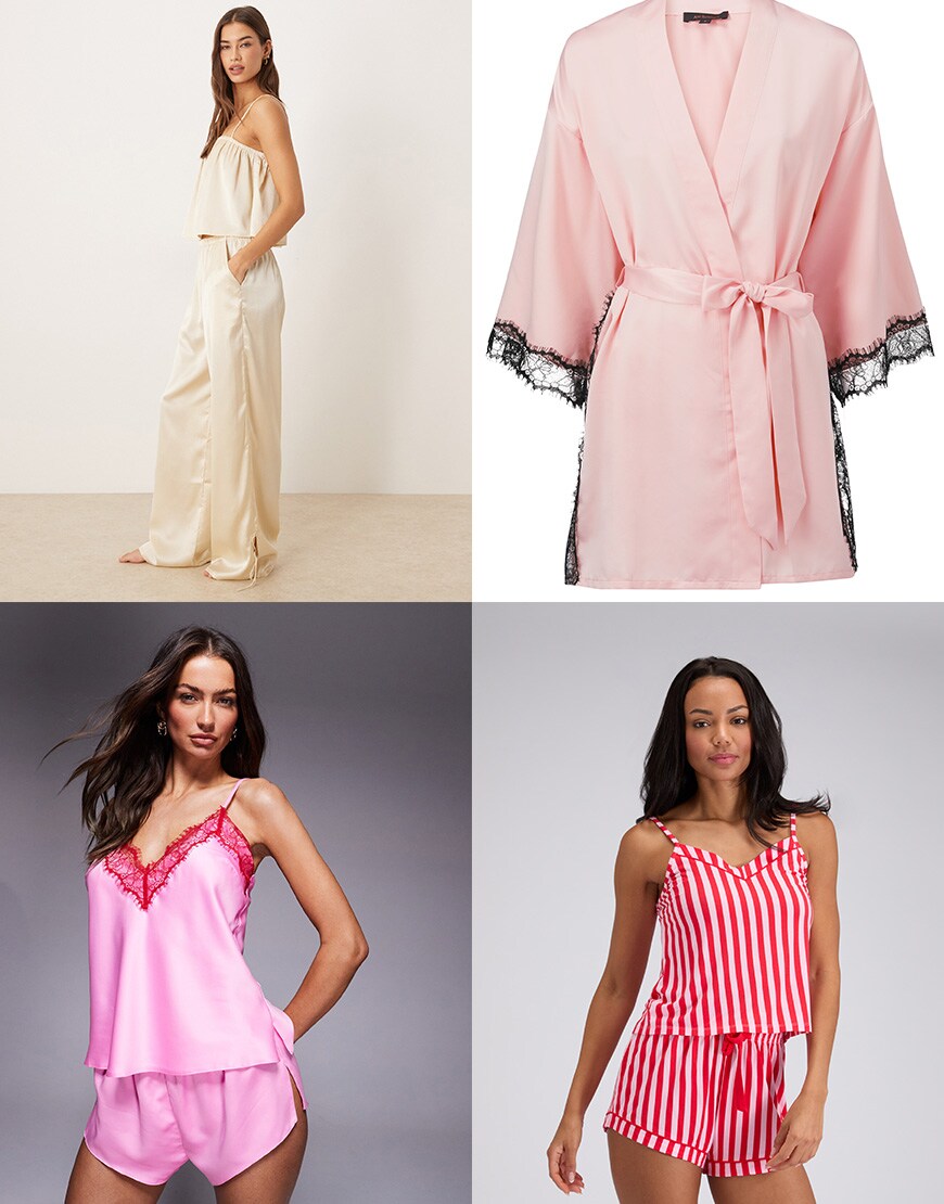 Collage of women wearing ASOS pyjamas | Valentines pjs for women | ASOS Style Feed