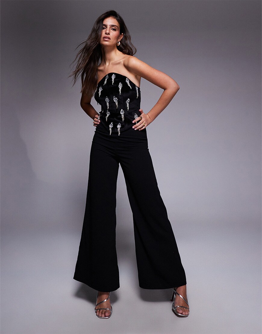 Model wearing embellished jumpsuit | ASOS Style Feed