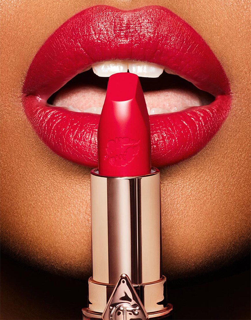 Red lips with red lipstick