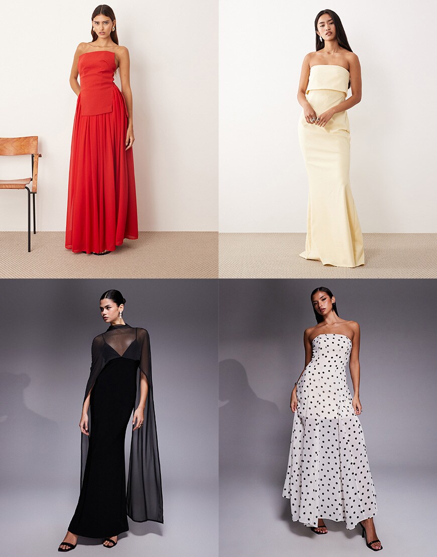 Black tie dresses for wedding | black tie gowns | Collage of woman wearing ASOS | ASOS Style Feed