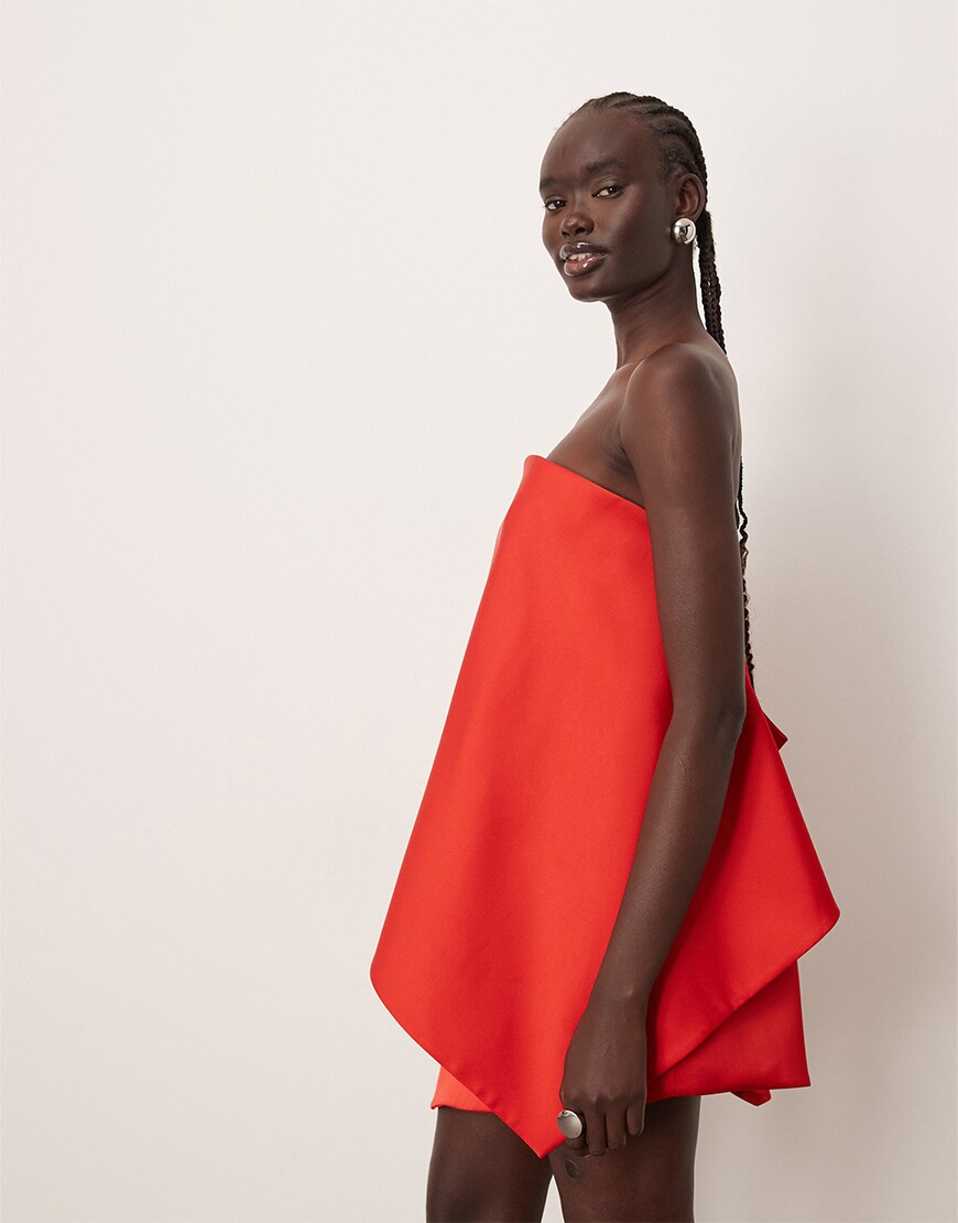 Woman wearing a red dress