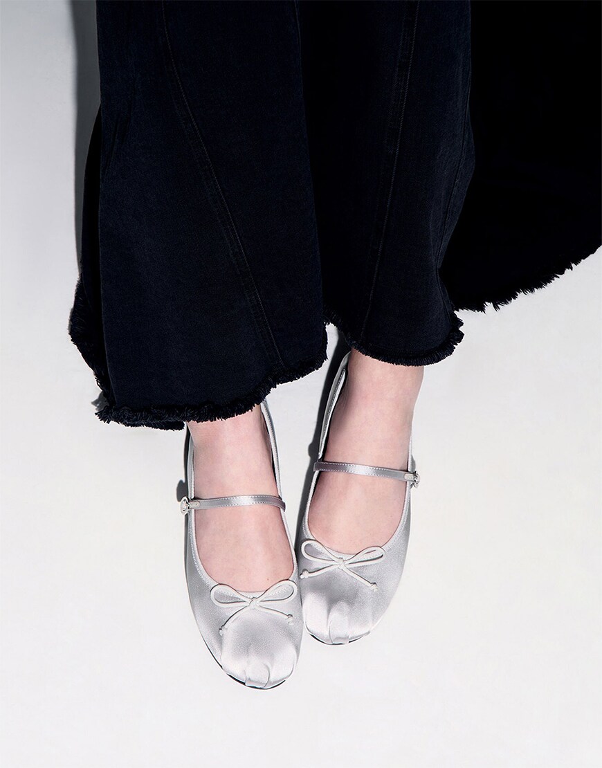 Silver ballet flats