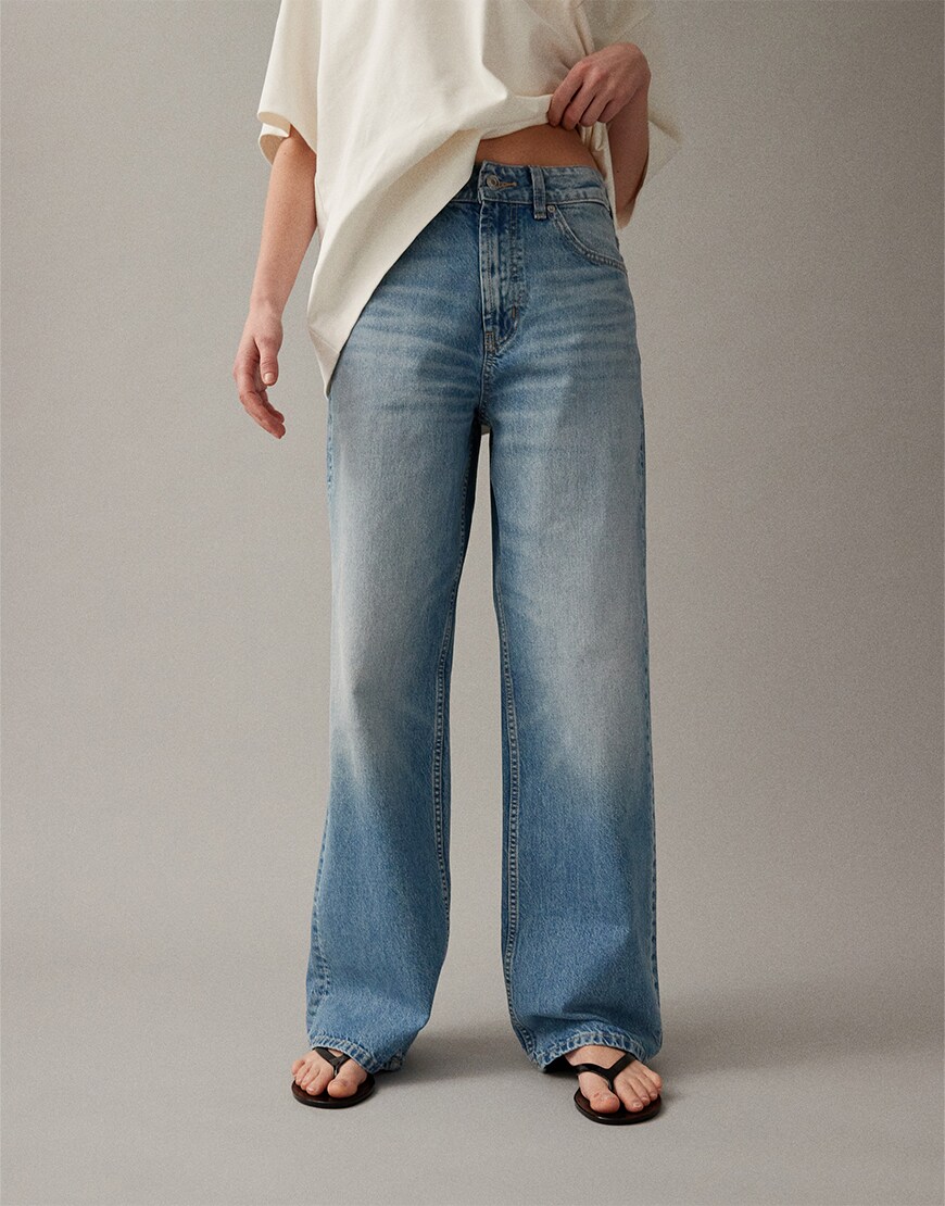 Baggy blue jeans