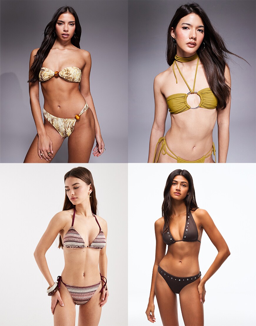 Collage of boho bikinis