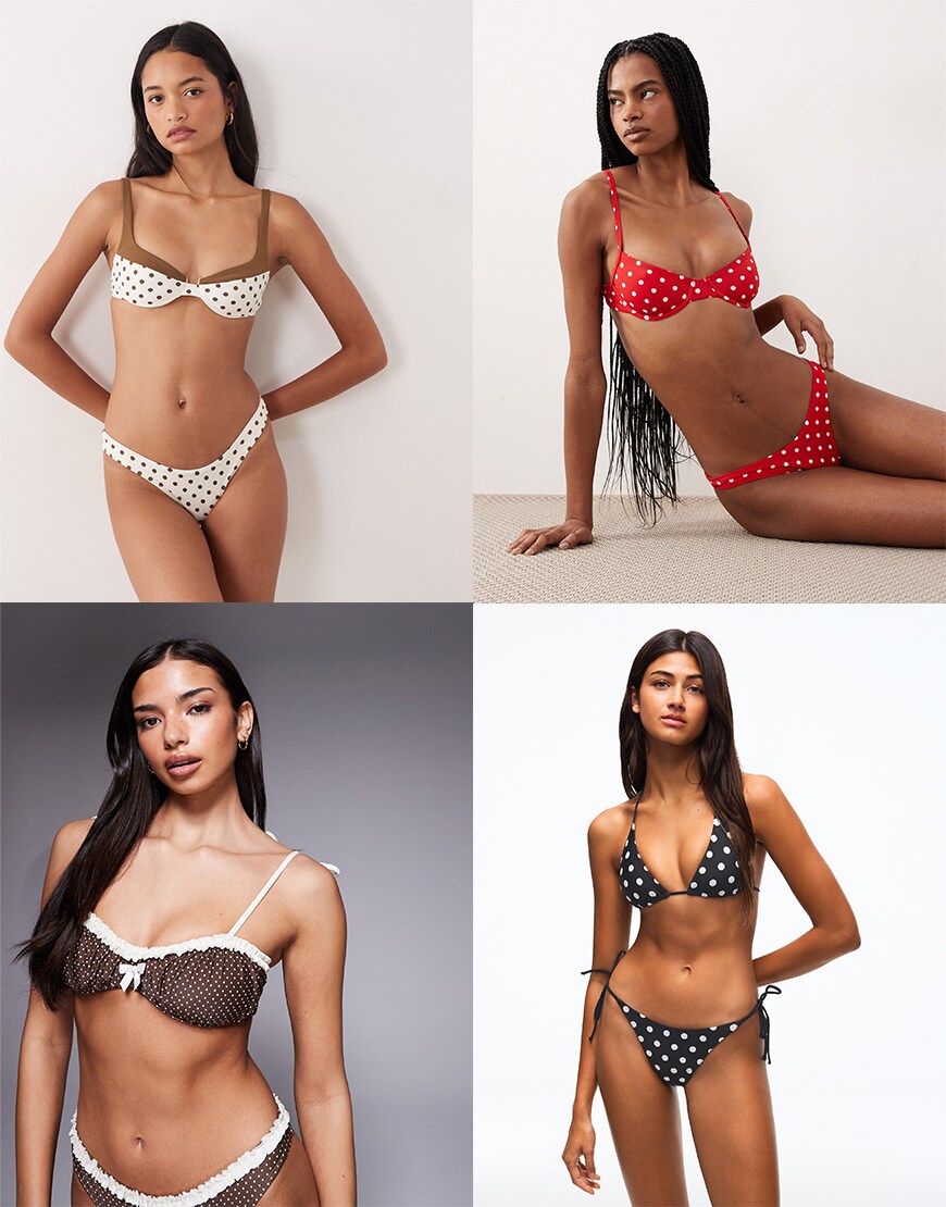 Collage of polka-dot bikinis