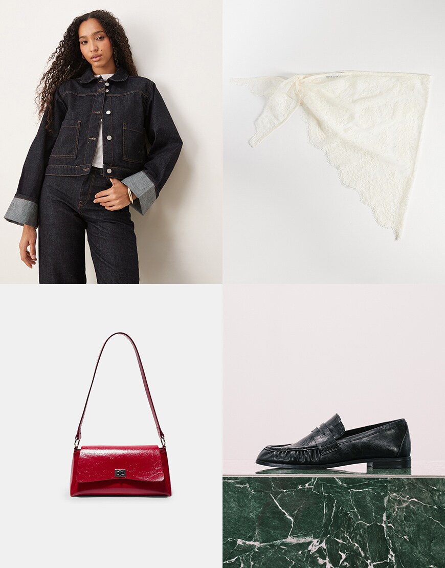 A collage of a double denim outfit | ASOS Style Feed