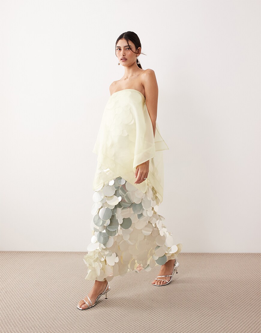 Woman wearing a sequinned dress