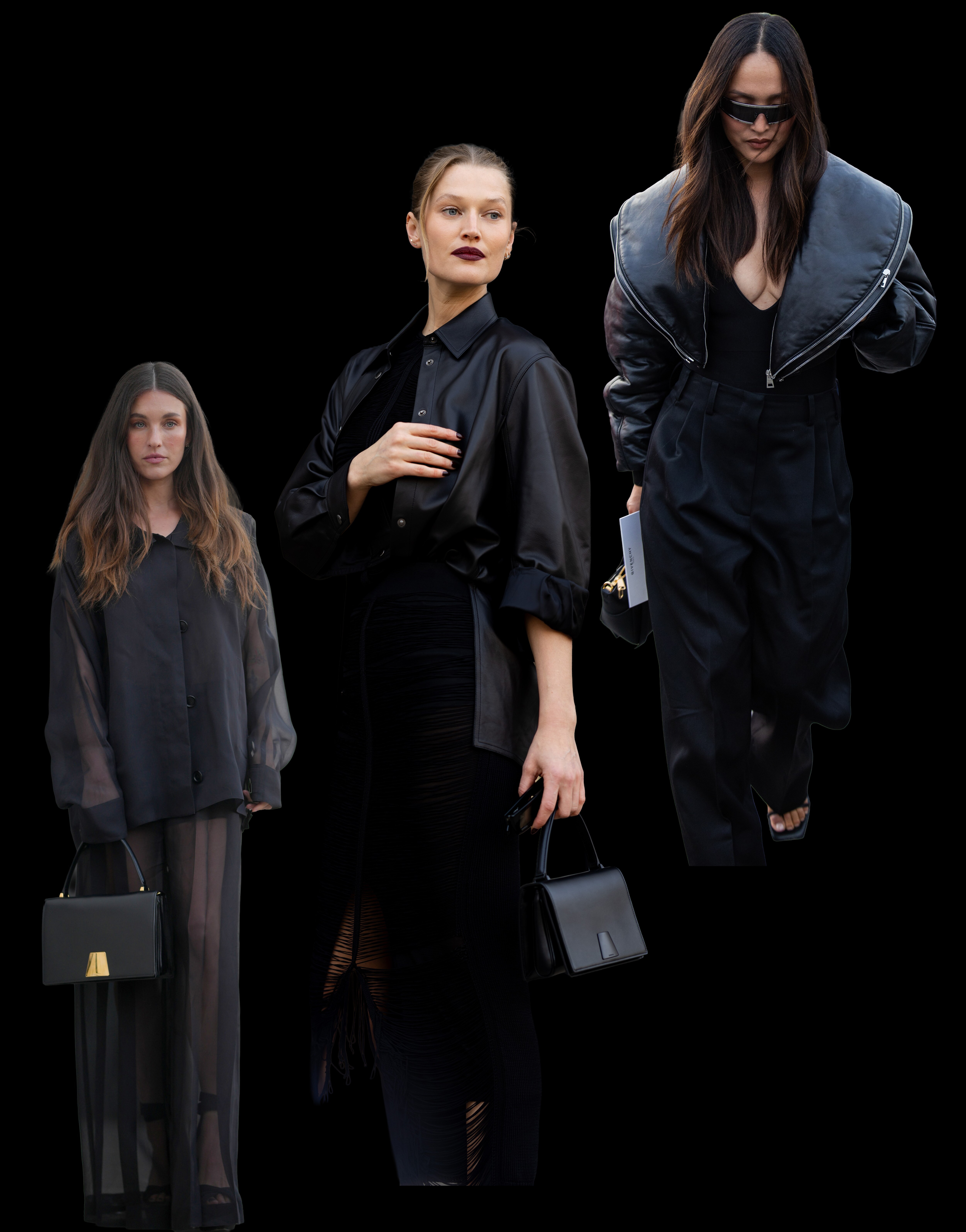 Collage of women wearing black at Paris Fashion Week 2026 | ASOS Style Feed