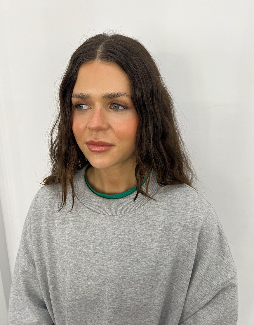 Woman with peachy blush