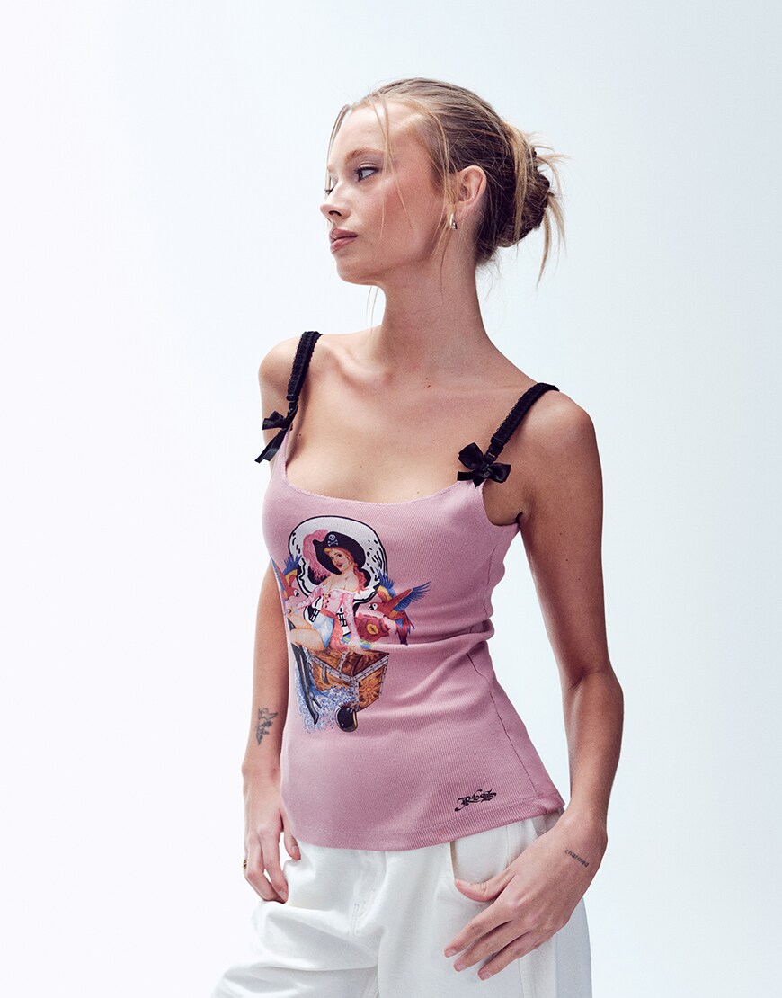Vintage graphic cami top in pink | ASOS Style Feed