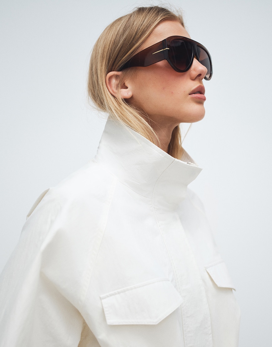 ASOS DESIGN drop waist cinched windbreaker jacket in off white | ASOS Style Feed