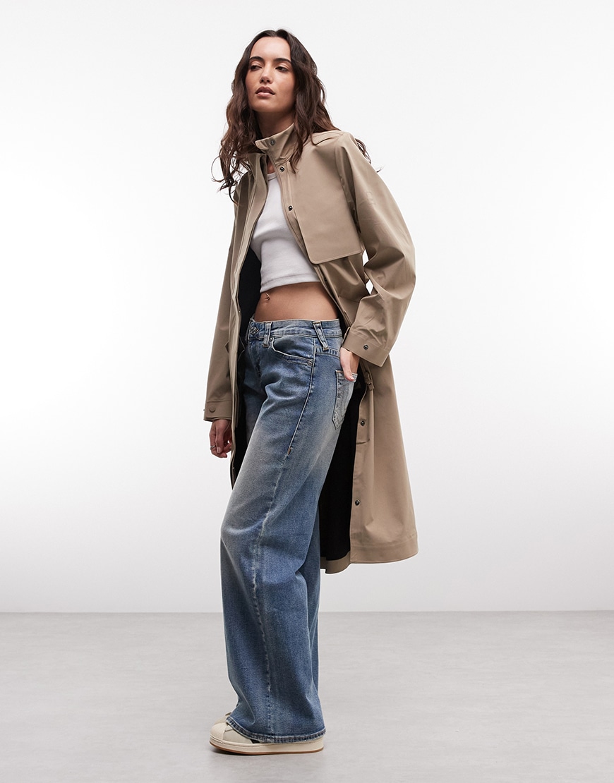 Rains 12560 Suva waterproof hardshell belted coat in beige | ASOS Style Feed