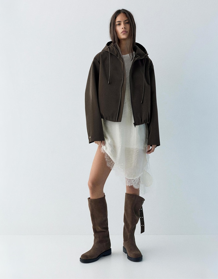 Pull&Bear Short hooded raincoat in chocolate | ASOS Style Feed