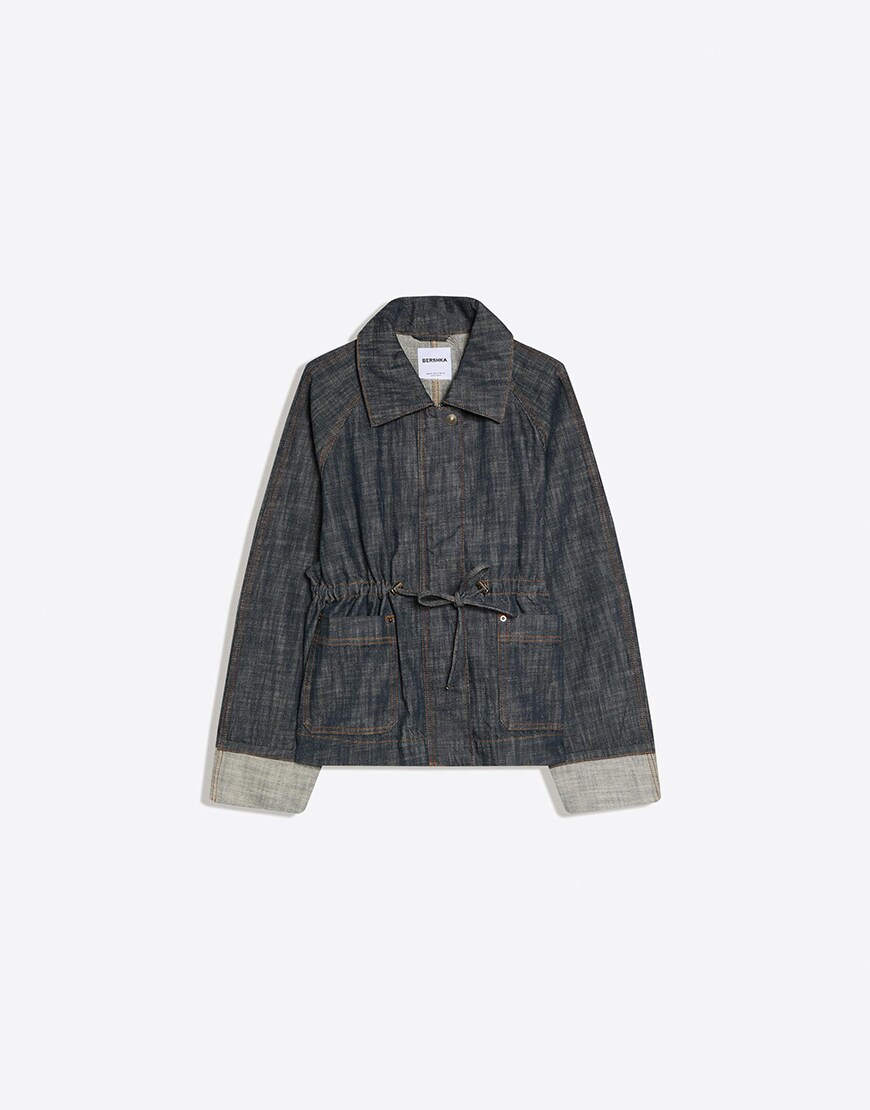 Bershka Textured oversize denim jacket in denim blue | ASOS Style Feed