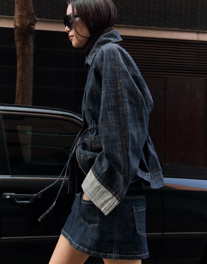 Bershka Textured oversize denim jacket in denim blue | ASOS Style Feed