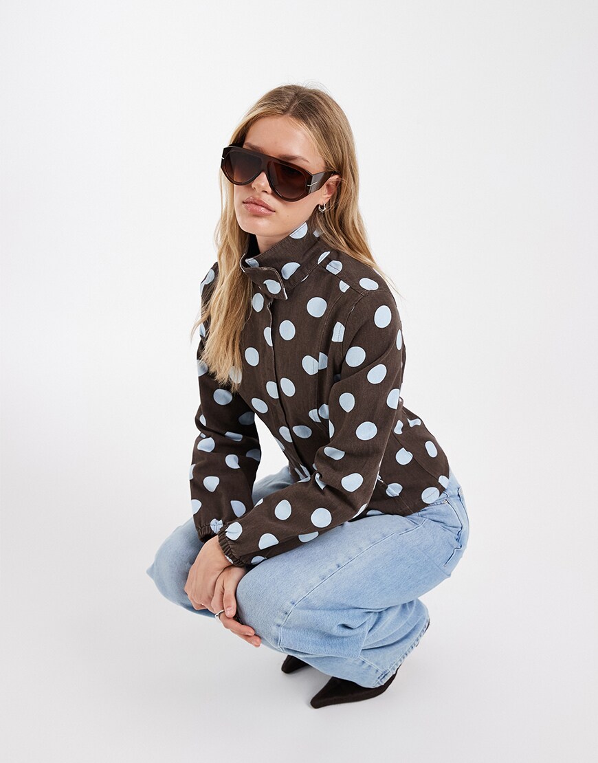 model wearing polka dot jacket|ASOS Style Feed