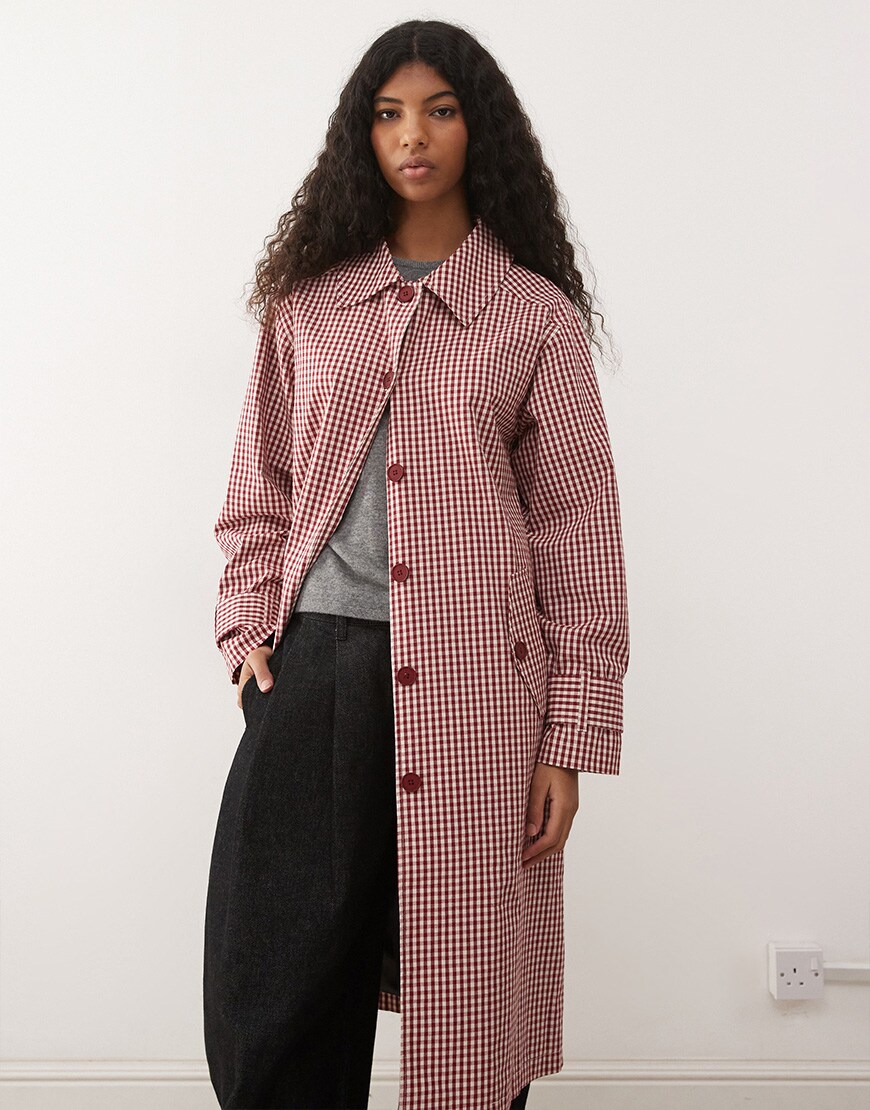 model wearing red coat|ASOS Style Feed