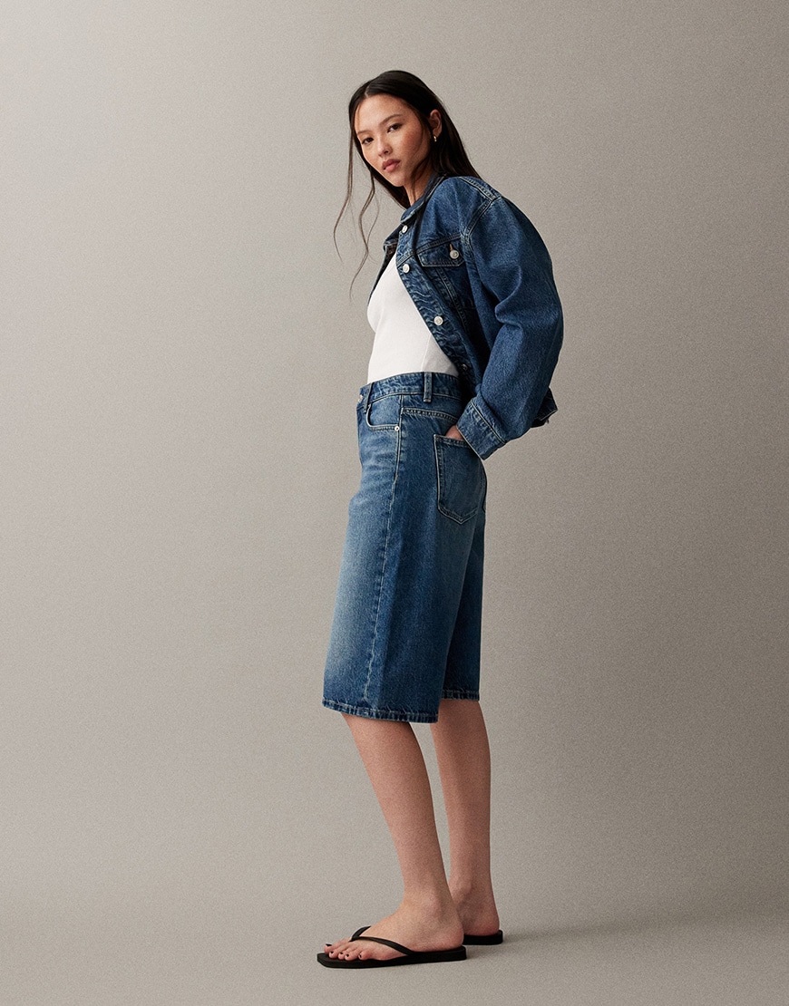 ASOS DESIGN baggy bermuda short in mid blue | ASOS Style Feed