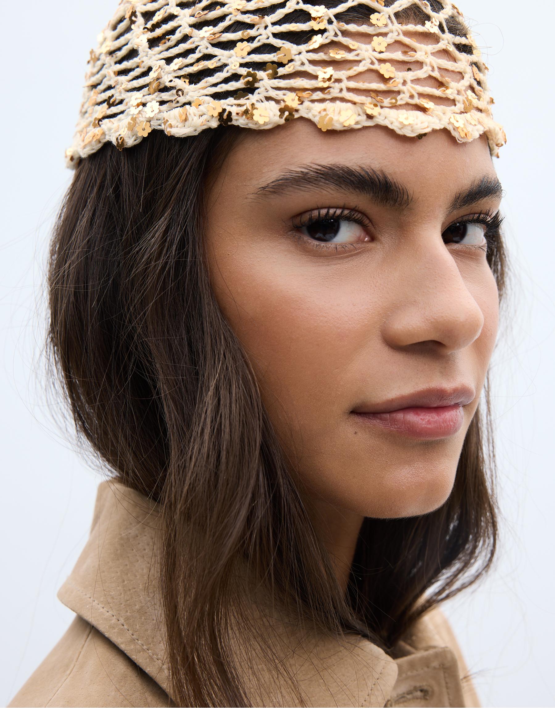 Stradivarius Sequinned flower cap in ecru | ASOS Style Feed