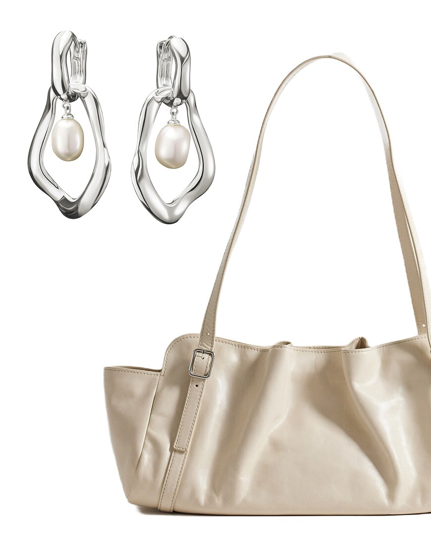 Pearl earrings and leather bag | ASOS Style Feed