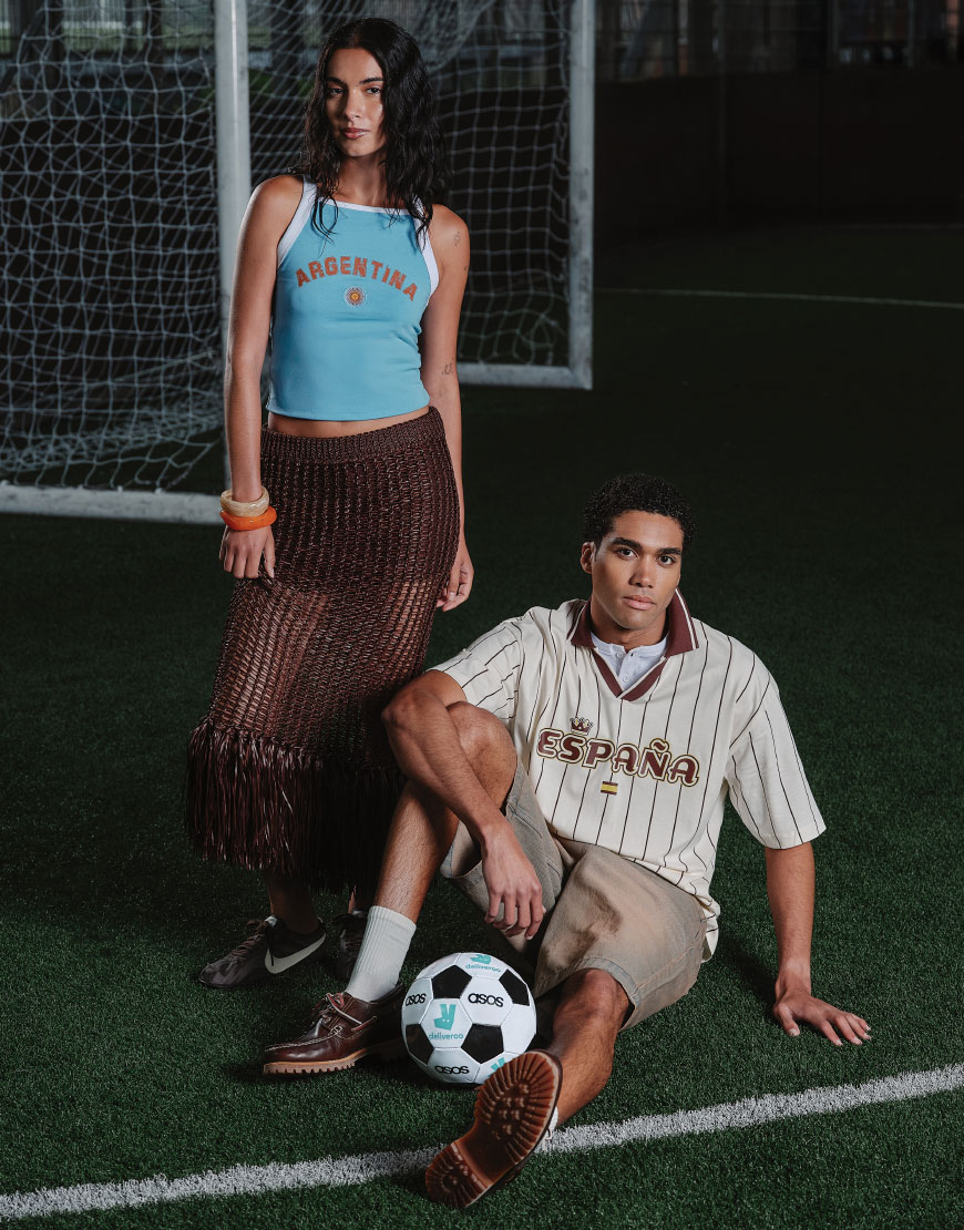 Woman and man wearing new-season ASOS DESIGN