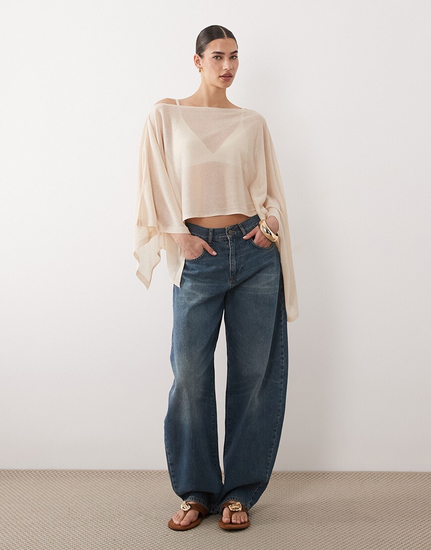 ASOS DESIGN fine knit sheer poncho in ecru | ASOS Style Feed