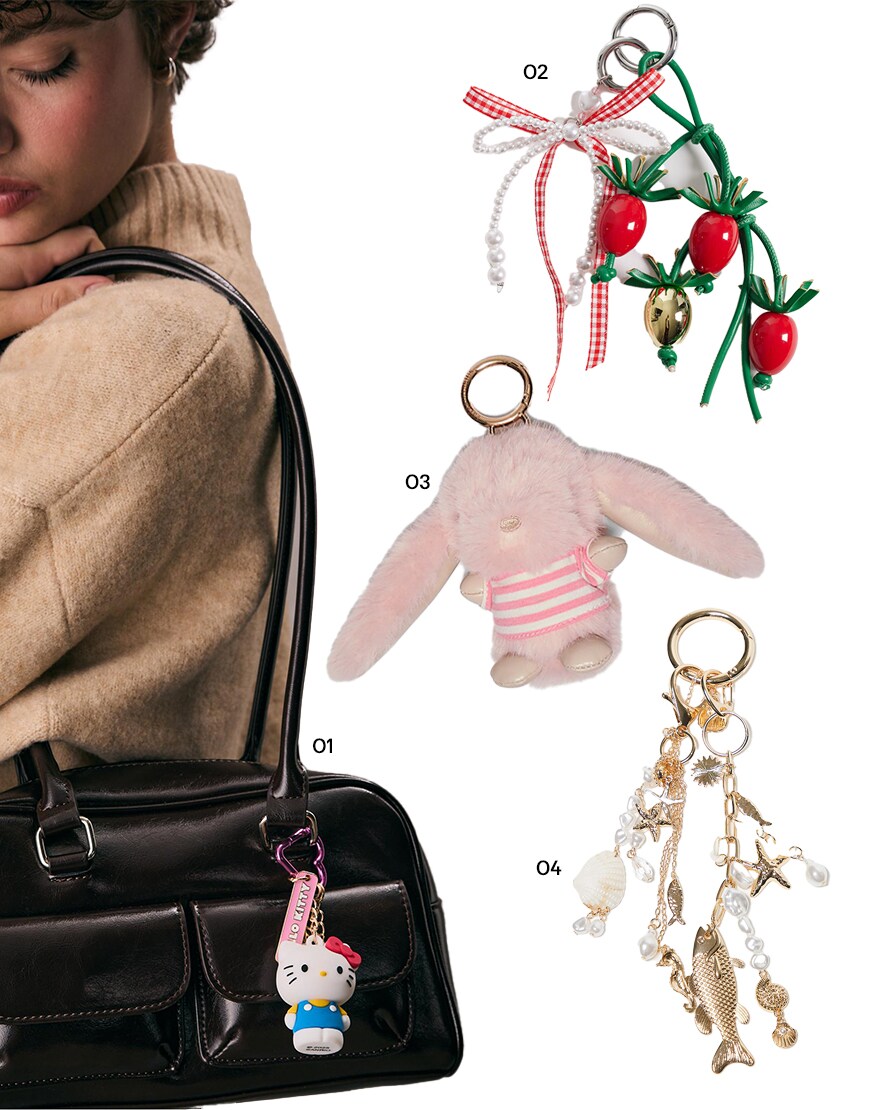 Collage of ASOS bag charms