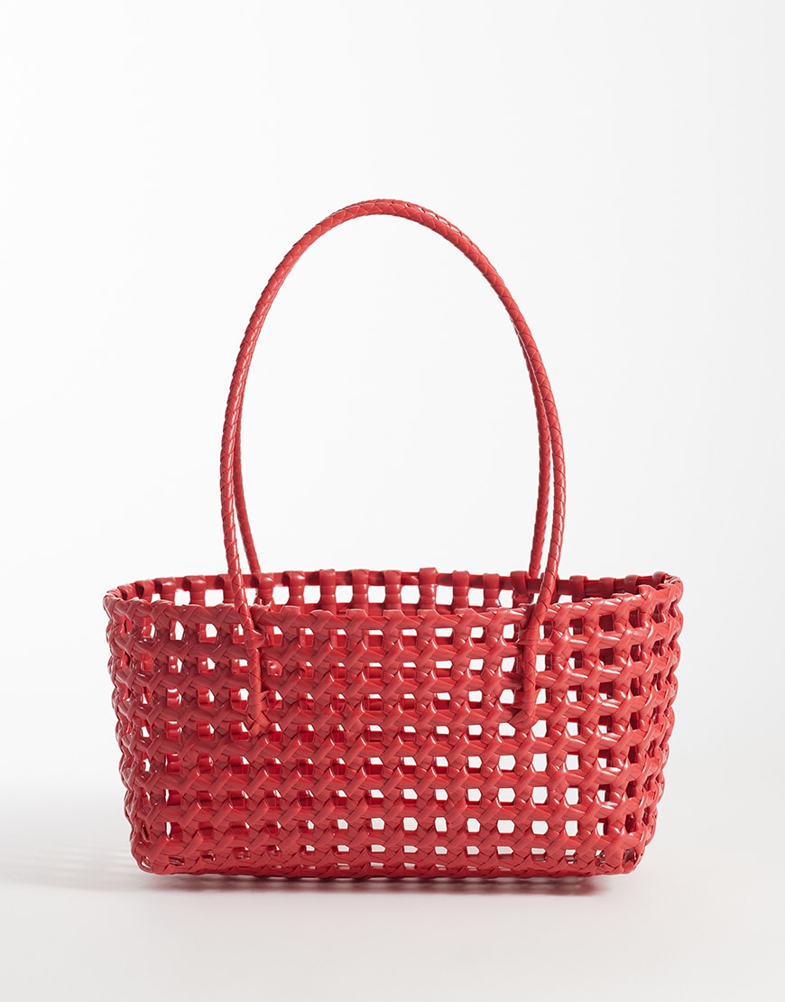 ASOS DESIGN plastic weave tote bag in bright red | ASOS Style Feed