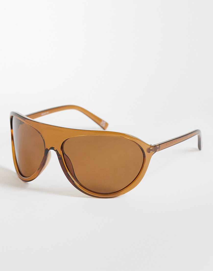 ASOS DESIGN wrap oversized aviator in crystal brown | ASOS Style Feed