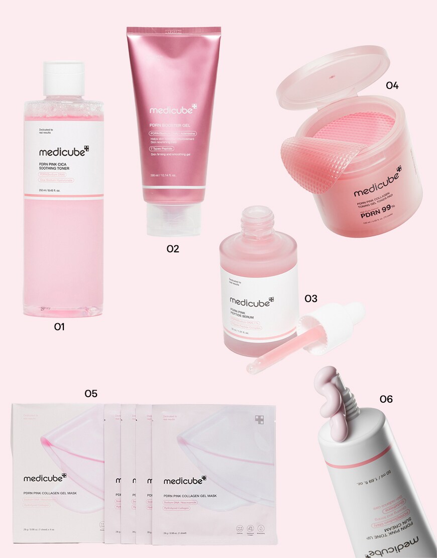 Collage of MEDICUBE PDRN products