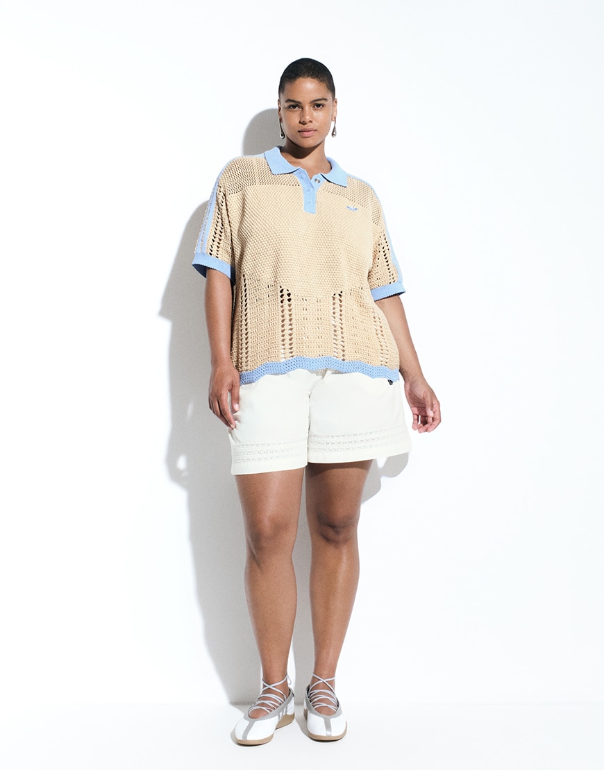 Woman wearing crochet adidas top and shorts | ASOS Style Feed