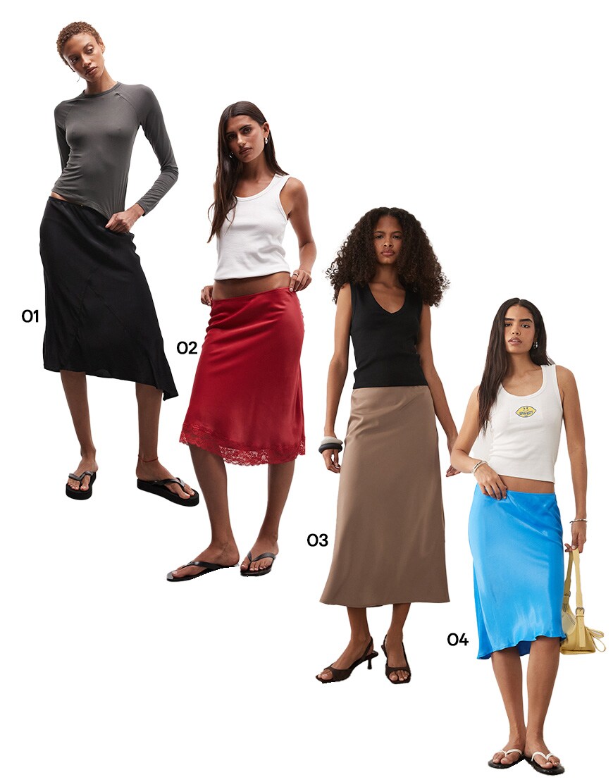 satin slip skirts| ASOS Style Feed