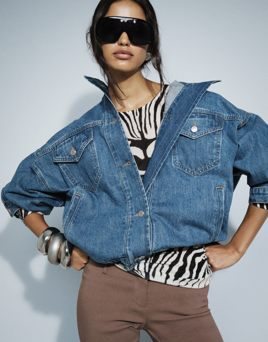 Model Wearing Zebra-print Top