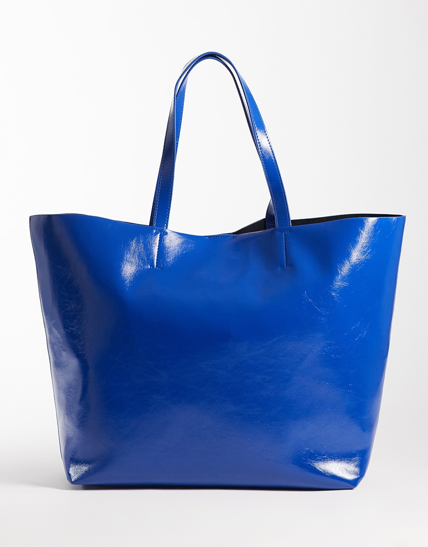 ASOS DESIGN oversized bonded tote bag in blue | ASOS