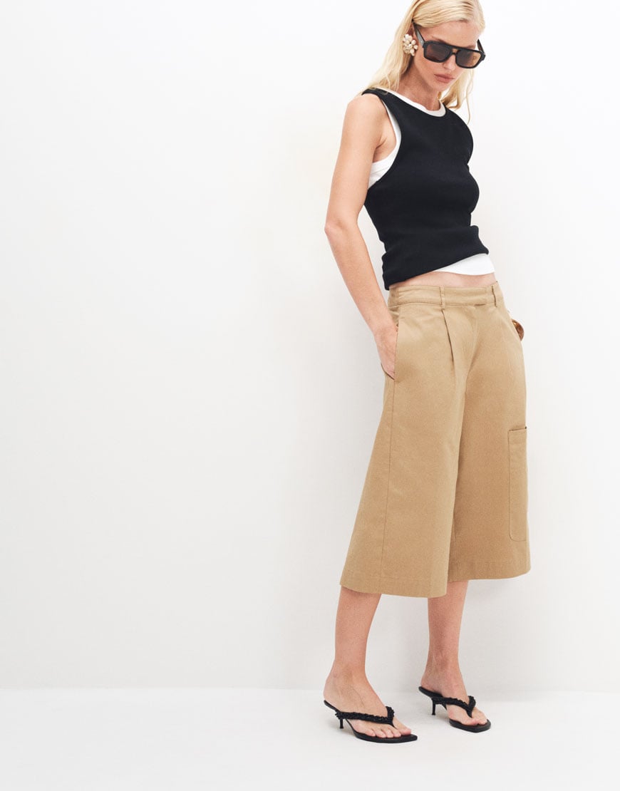 Topshop longline bermuda cargo short in ecru| ASOS Style Feed