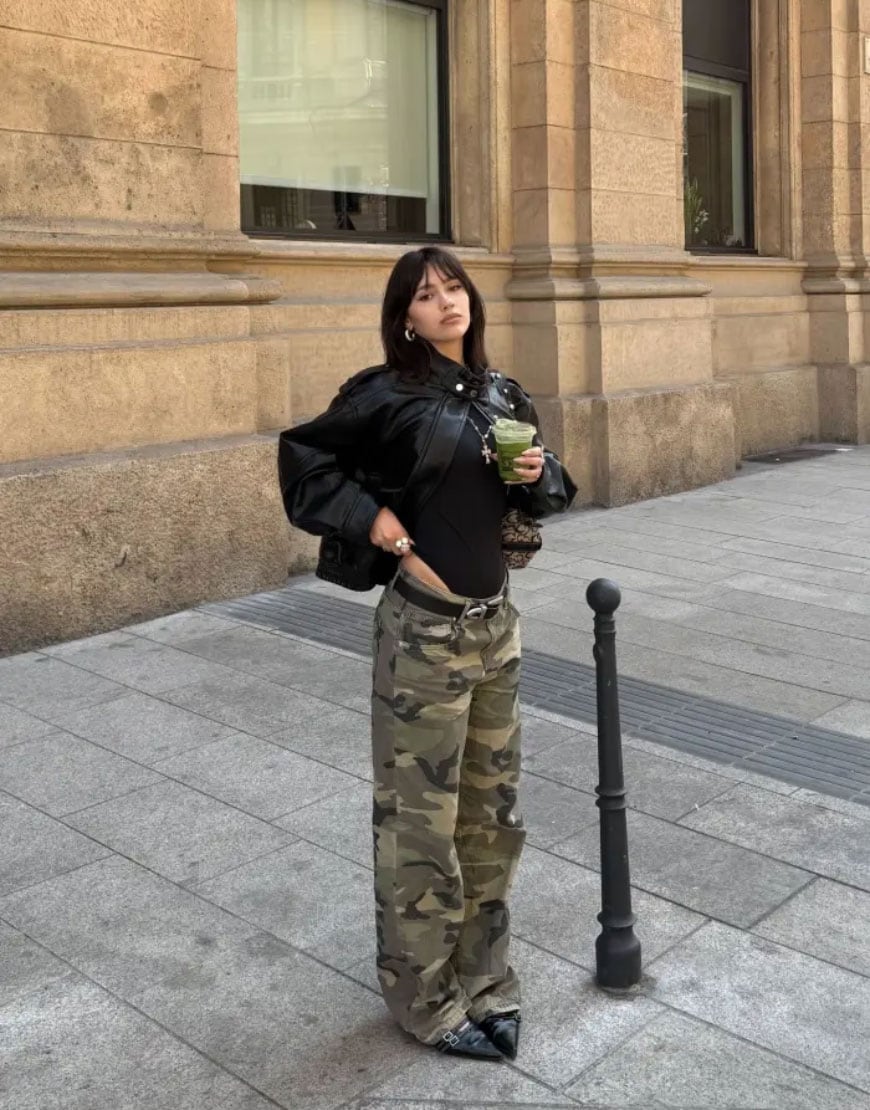 @rebeccanicastro wearing camouflage cargo pants| ASOS Style Feed