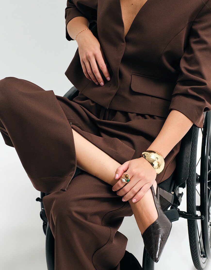 Woman wearing ASOS Adaptive brown suit | ASOS Style Feed