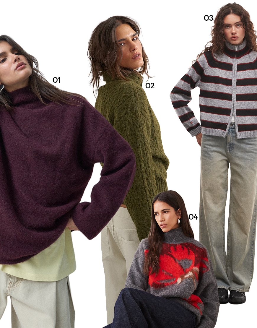 funnel neck autumn knitwear collage| ASOS Style Feed