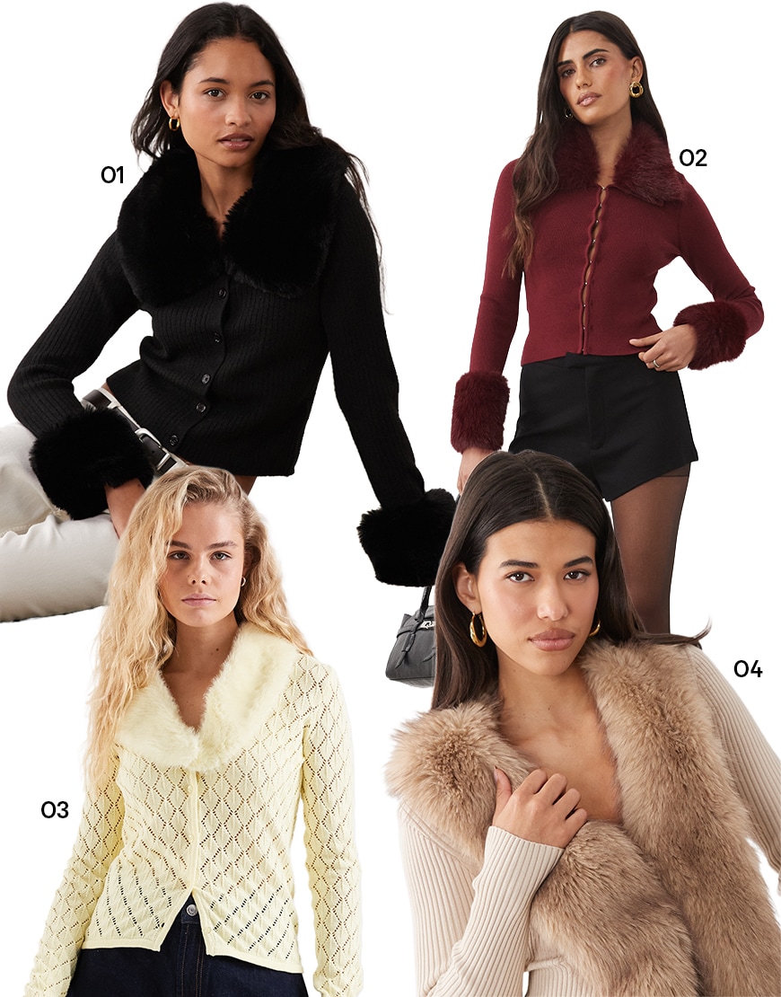 faux fur autumn knitwear collage| ASOS Style Feed
