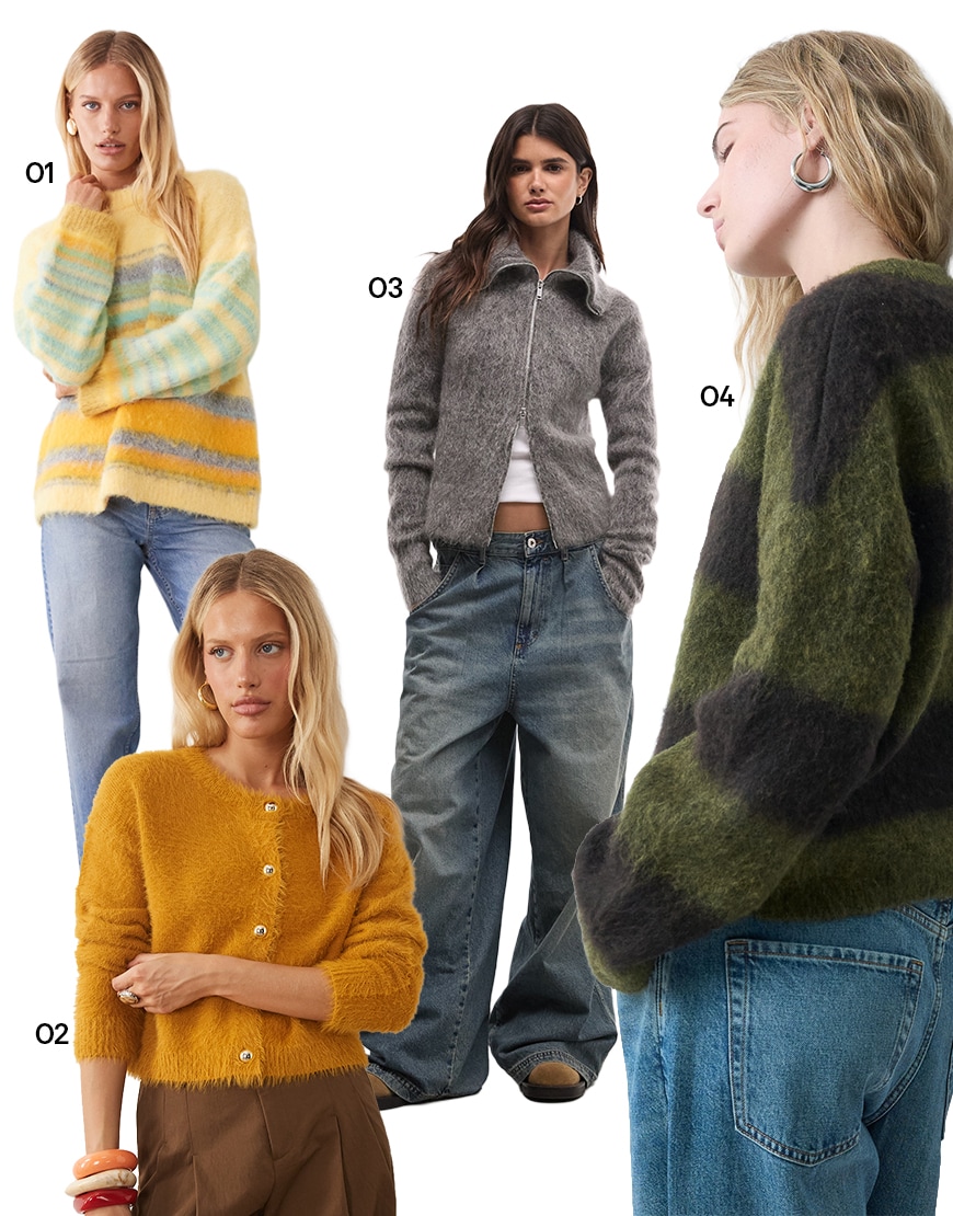 fuzzy autumn knitwear collage| ASOS Style Feed