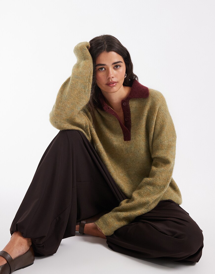 Muse Assembly polo knitted alice jumper in green | ASOS Style Feed
