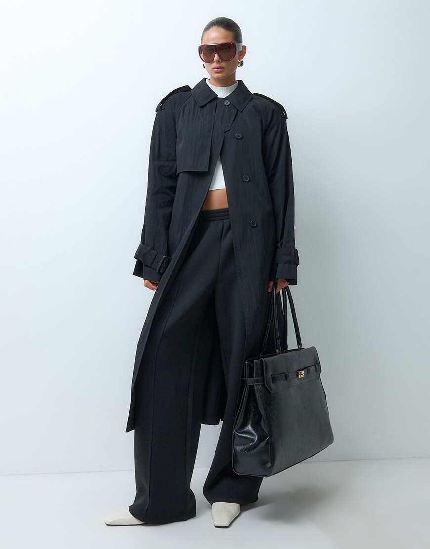 ASOS DESIGN longline oversized trench coat in black | ASOS Style Feed